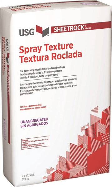 USG 545341 Wall and Ceiling Texture, Powder, Low to Odorless, Gray/Off-White, 50 lb Bag