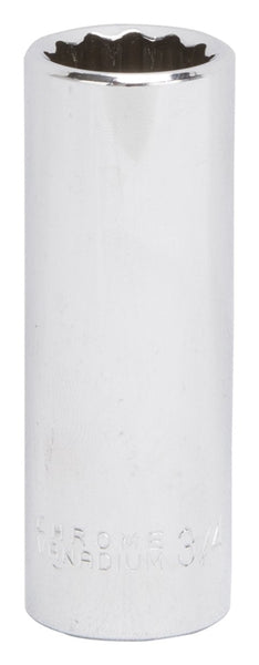 Vulcan MT6528525 Drive Socket, 3/4 in Socket, 1/2 in Drive, 12-Point, Chrome Vanadium Steel, Chrome