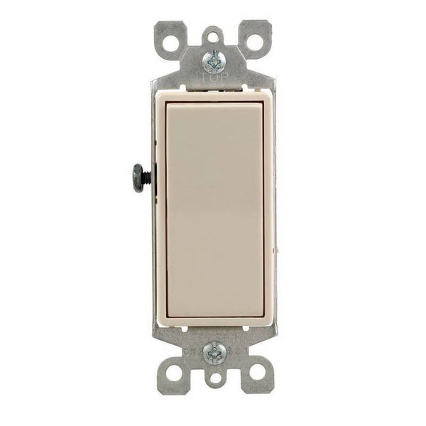 Decora R59-05604-2TS Rocker Switch with Ground Screw, 15 A, 120/277 V, 4-Way, Lead Wire Terminal, Light Almond