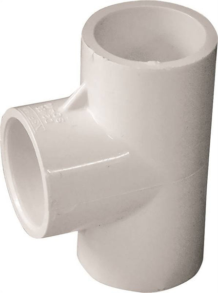 LASCO 401007BC Pipe Tee, 3/4 in, Slip, PVC, White, SCH 40 Schedule, 480 psi Pressure