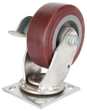 ProSource JC-P04 Swivel Caster, 5 in Dia Wheel, 2 in W Wheel, PU Wheel, Gray, 450 lb, Steel Housing Material