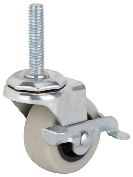 ProSource JC-N07-G Swivel Caster with Brake, 2 in Dia Wheel, 2 in W Wheel, Thermoplastic Rubber Wheel, Gray, 102 lb