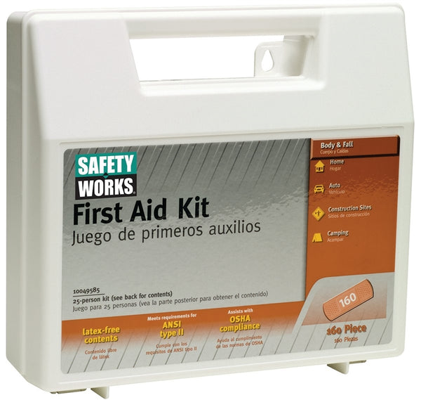 SAFETY WORKS 10049585 First Aid Kit, 160-Piece, Plastic
