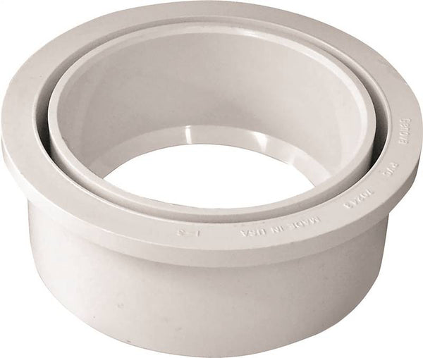 IPEX 192756 Flush Reducing Pipe Bushing, 4 x 3 in, Spigot x Hub, PVC, White, SCH 40 Schedule