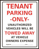 HY-KO 701 Parking Sign, Rectangular, Black/Red Legend, White Background, Plastic, 15 in W x 19 in H Dimensions