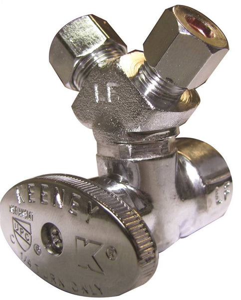 Plumb Pak PP2902VLF Stop Valve, 1/2 x 3/8 x 1/4 in Connection, FIP x Compression x Compression