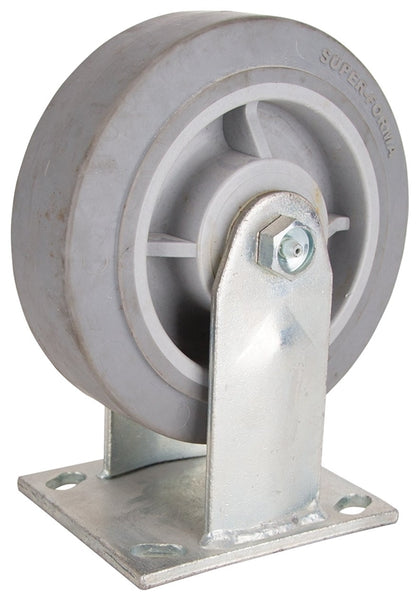 ProSource JC-T05 Rigid Caster, 6 in Dia Wheel, 2 in W Wheel, Thermoplastic Rubber Wheel, Gray, 500 lb