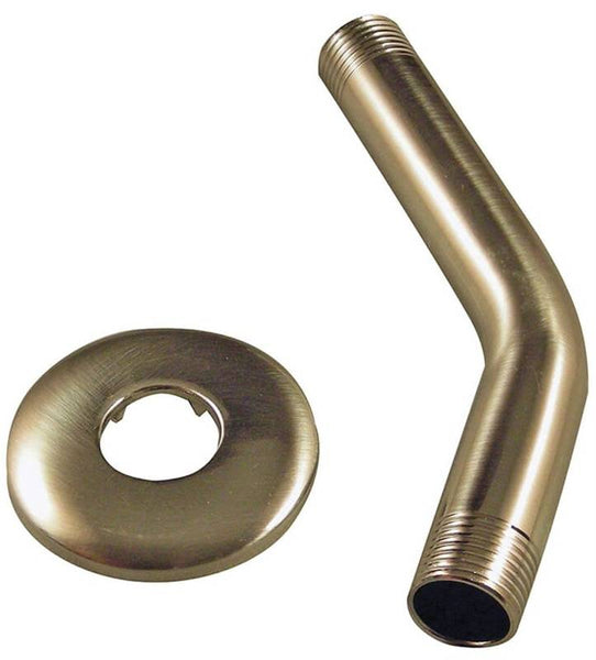 Danco 89182 Shower Arm with Flange, 1/2 in Connection, IPS, 6 in L, Stainless Steel, Brushed Nickel