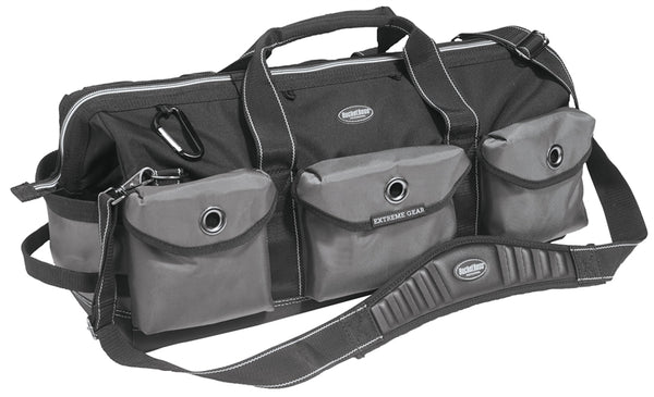 Bucket Boss Professional Series 65024 Extreme Big Daddy Tool Bag, 26 in W, 11 in D, 12 in H, 28-Pocket, Poly Fabric