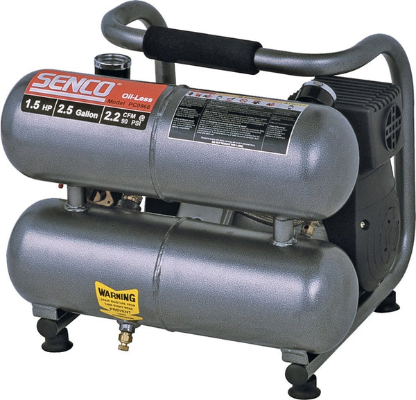 SENCO PC0968 Trim Air Compressor, 2.5 gal Tank, 1 hp, 115 V, 135 psi Pressure, 2.2 scfm Air