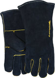 ForneyHide 53425 Welding Gloves, Men's, L, Gauntlet Cuff, Leather Palm, Black, Wing Thumb, Leather Back