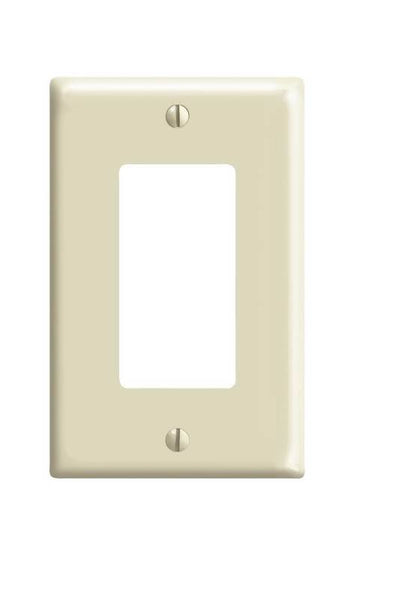 Decora 80601-I Wallplate, 4.88 in L, 3.13 in W, 1 -Gang, Thermoset Plastic, Ivory, Smooth