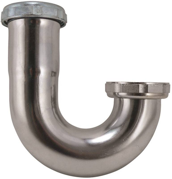 Plumb Pak PP7CP J-Bend with Nut, 1-1/2 in, Slip Joint, Brass, Chrome