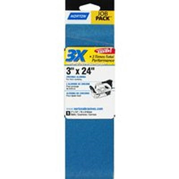 NORTON 49268 Sanding Belt, 3 in W, 24 in L, 120 Grit, Very Fine, Zirconia Aluminum Abrasive