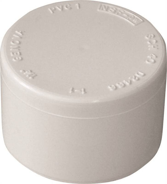 LASCO 447015BC Pipe Cap, 1-1/2 in, Slip, PVC, White, SCH 40 Schedule, 330 psi Pressure