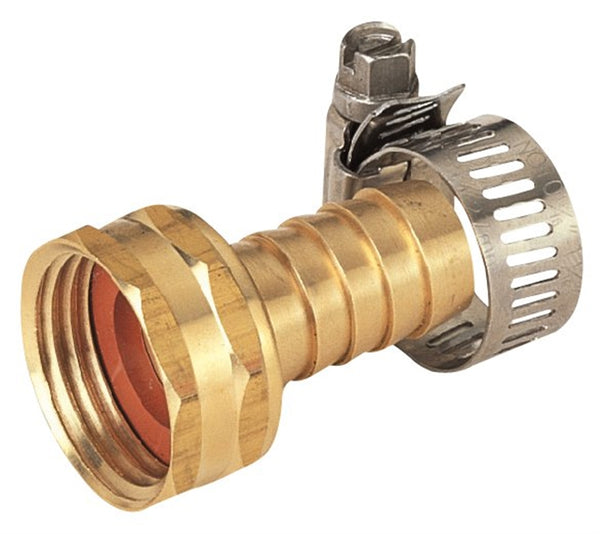 Landscapers Select GB958F3L Garden Hose Coupling with Clamp, 5/8 in, Female, Brass, Brass