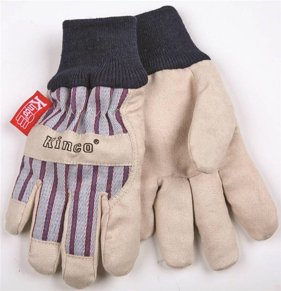 Kinco 1927KW-C Protective Gloves with Kint Wirst, Wing Thumb, Knit Wrist Cuff, Tan