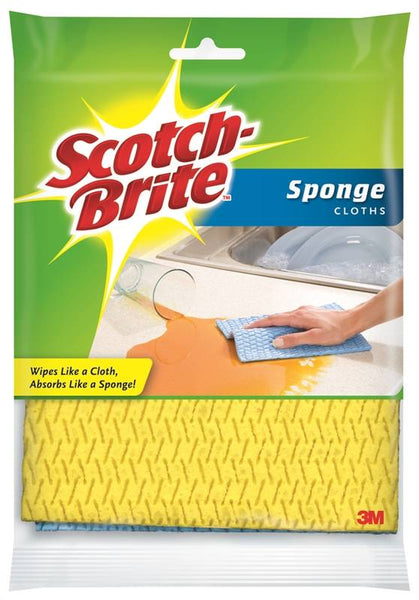Scotch-Brite 9055 Sponge Cloth, 7.8 in L, 6.8 in W, Cellulose, Blue