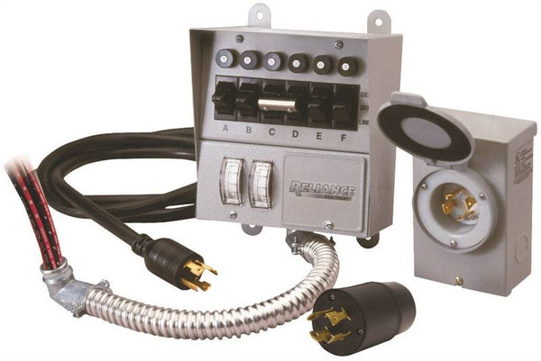 RELIANCE CONTROLS Pro/Tran 31406CRK Transfer Switch Kit, 1 -Phase, 60 A, 120/250 V, 7 -Circuit, 6 -Breaker