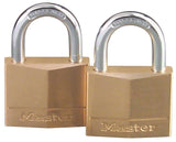 Master Lock 140T Padlock, Keyed Alike Key, 1/4 in Dia Shackle, Steel Shackle, Solid Brass Body, 1-9/16 in W Body