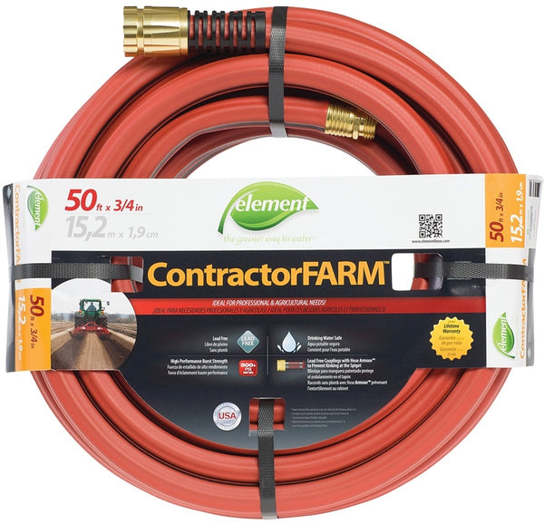 SWAN Element ContractorFARM ELCF34050 Water Hose with Brass Coupling, 50 ft L