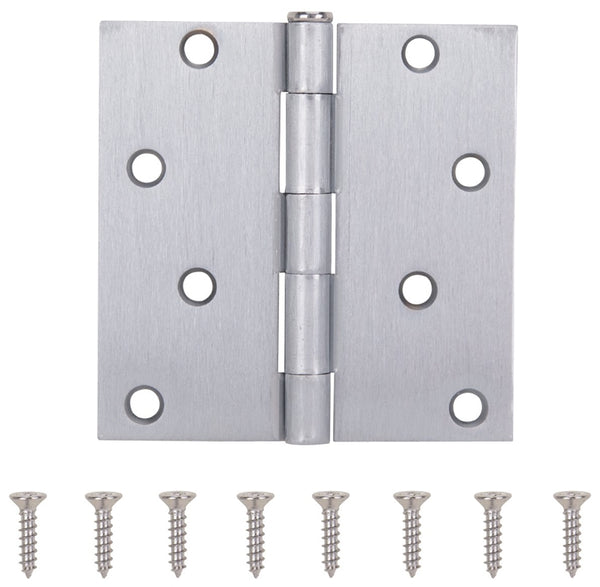 ProSource 20339SCX Square Corner Door Hinge, Steel, Satin Chrome, Loose Pin, 180 deg Range of Motion