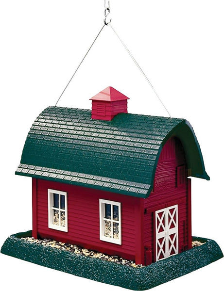 North States 9061 Wild Bird Feeder, Barn, 8 lb, Plastic, Red, 11-1/2 in H, Pole Mounting