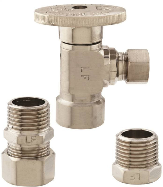 Keeney K2048ABNLF Supply Line Valve, 1/2 x 3/8 in Connection, Compression x FIP, 300 psi Pressure, Brass Body