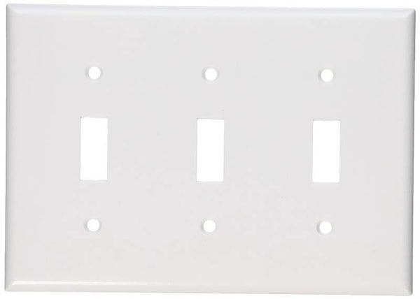 Leviton 001-88011-000 Non-Metallic Wallplate, 4-1/2 in L, 2-3/4 in W, 3 -Gang, Thermoset, White, Smooth