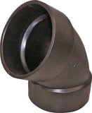 CANPLAS 102602LBC Pipe Elbow, 2 in, Hub, 60 deg Angle, ABS, Black