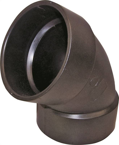 CANPLAS 102602LBC Pipe Elbow, 2 in, Hub, 60 deg Angle, ABS, Black