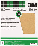 3M 99404 Sandpaper Sheet, 11 in L, 9 in W, Medium, 100 Grit, Aluminum Oxide Abrasive, Paper Backing