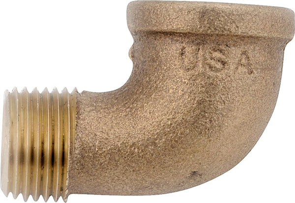 Anderson Metals 738116-12 Street Pipe Elbow, 3/4 in, FIP x MIP, 90 deg Angle, Brass, Rough, 200 psi Pressure