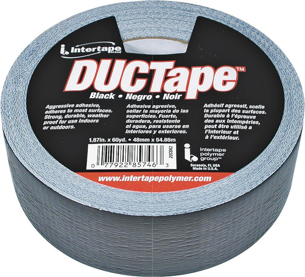 IPG 20C-BK2 Duct Tape, 60 yd L, 1.88 in W, Polyethylene-Coated Cloth Backing, Black