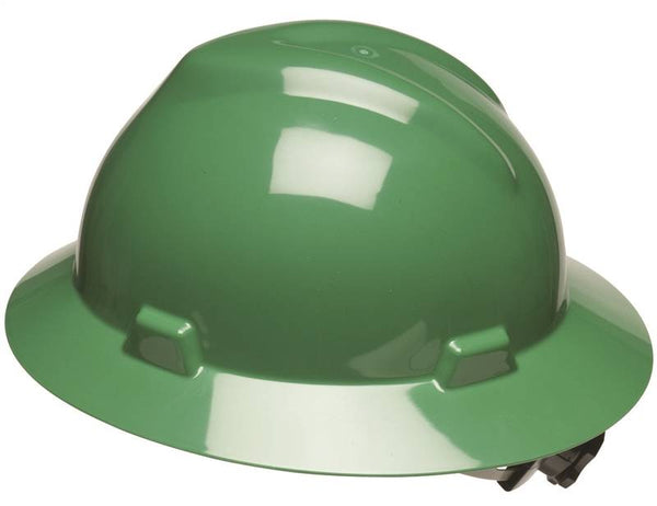 MSA SWX00426 Hard Hat, 4-Point Textile Suspension, HDPE Shell, Green, Class: E