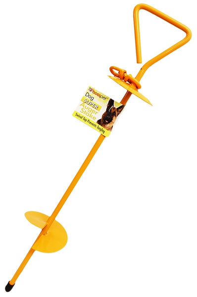 Boss Pet PDQ 01313 Super Stake, Auger, 24 in L Belt/Cable, Steel, Bright Yellow