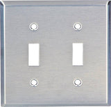 Eaton Wiring Devices 93072-BOX Wallplate, 4-1/2 in L, 4.56 in W, 2 -Gang, Stainless Steel, Satin