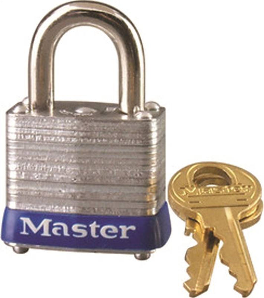 Master Lock 7KA P609 Padlock, Keyed Alike Key, Open Shackle, 3/16 in Dia Shackle, 9/16 in H Shackle, Steel Shackle