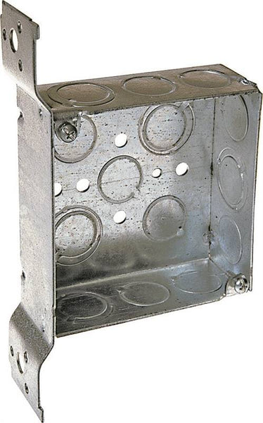 RACO 8196 Electrical Box, 2 -Gang, 14 -Knockout, Steel, Gray, Galvanized, FM Bracket Mounting