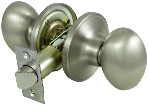 ProSource TYLP30V-PS Knobset, Knob Handle, Metal, Satin Nickel, 2-3/8 to 2-3/4 in Backset, 1-3/8 to 1-3/4 in Thick Door
