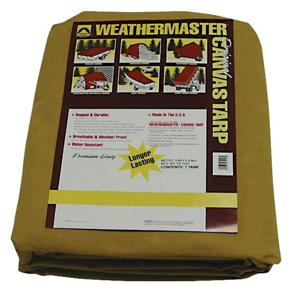 DIZE Weathermaster CB1218D Tarpaulin, 18 ft L, 12 ft W, Canvas, Tan