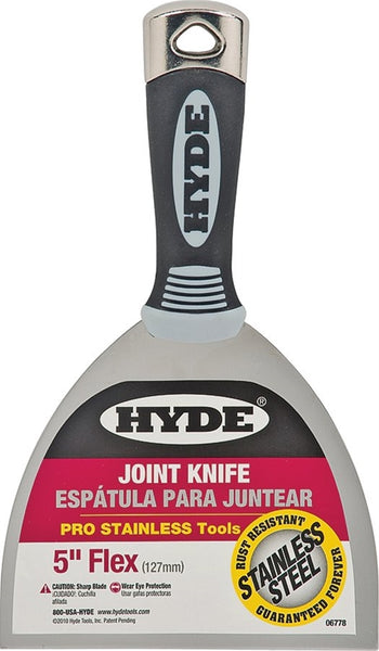 HYDE 06778 Joint Knife, 5 in W Blade, 4-1/8 in L Blade, Stainless Steel Blade, Single-Edge Blade, Soft-Grip Handle