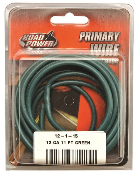 Road Power 55678933/12-1-15 Electrical Wire, 12 AWG Wire, 25/60 VAC/VDC, Copper Conductor, Green Sheath, 11 ft L