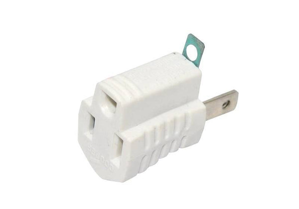 Eaton Wiring Devices 419W Outlet Adapter with Grounding Lug, 2 -Pole, 15 A, 125 V, 1 -Outlet, NEMA: NEMA 1-15R