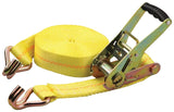 ProSource FH64066 Tie-Down, 2 in W, 27 ft L, Polyester Webbing, Metal Ratchet, Yellow, 3333 lb, Steel End Fitting