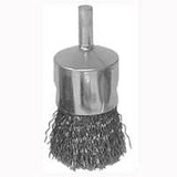 Weiler 36046 Wire Wheel Brush, 3/4 in Dia, 1/4 in Arbor/Shank, 0.014 in Dia Bristle, Carbon Steel Bristle