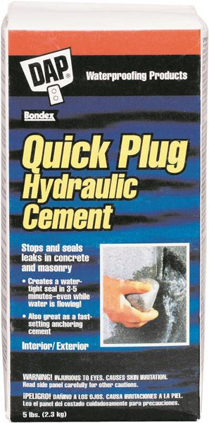 DAP Quick Plug 14086 Hydraulic and Anchoring Cement, Powder, Gray, 28 days Curing, 5 lb Box