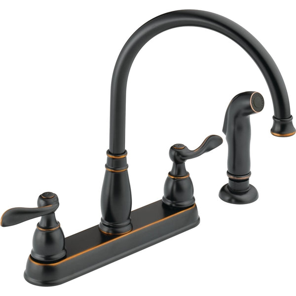 DELTA Windemere Series 21996LF-OB Kitchen Faucet, 1.8 gpm, 2-Faucet Handle, Plastic, Oil Rubbed Bronze, Deck Mounting