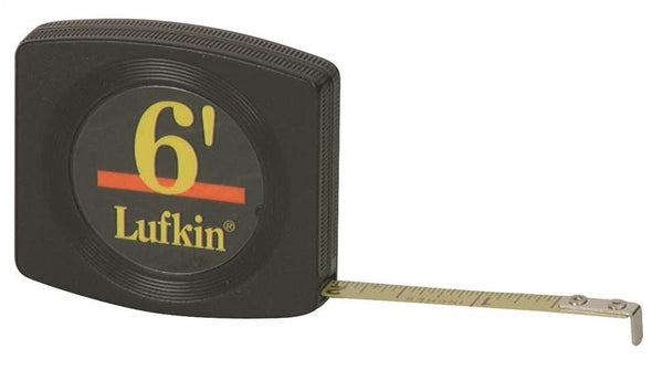 Crescent Lufkin Pee Wee Series W616 Pocket Tape Measure, 6 ft L Blade, 1/4 in W Blade, Steel Blade, Black Case
