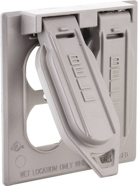 HUBBELL 5148-0 Cover, 1-13/32 in Dia, 4-17/32 in L, 4-17/32 in W, Aluminum, Gray, Powder-Coated